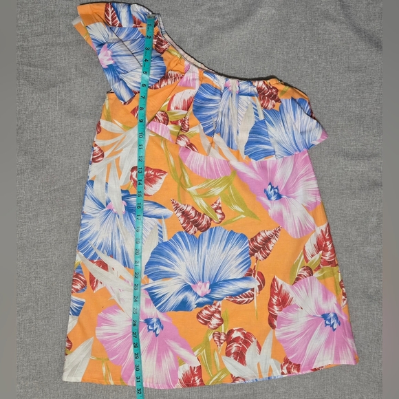 Never A Wallflower One Shoulder Cotton Mini Dress Tangerine Tropical Size Small - Picture 8 of 9